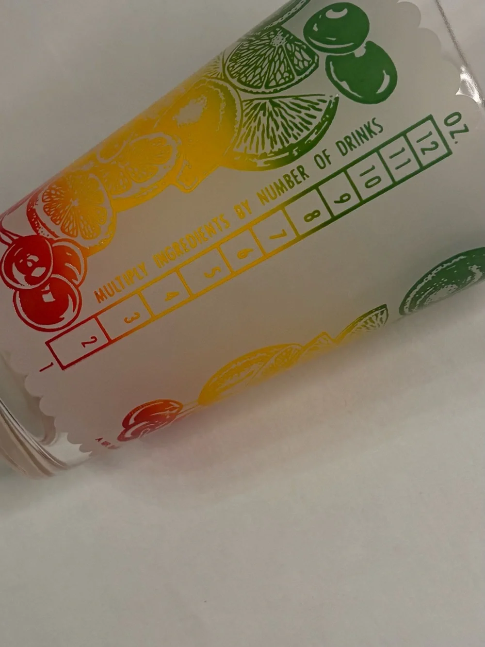 Vintage A Mr. Bartender Original Glass with Cocktail Recipes - Green/Yellow/Red